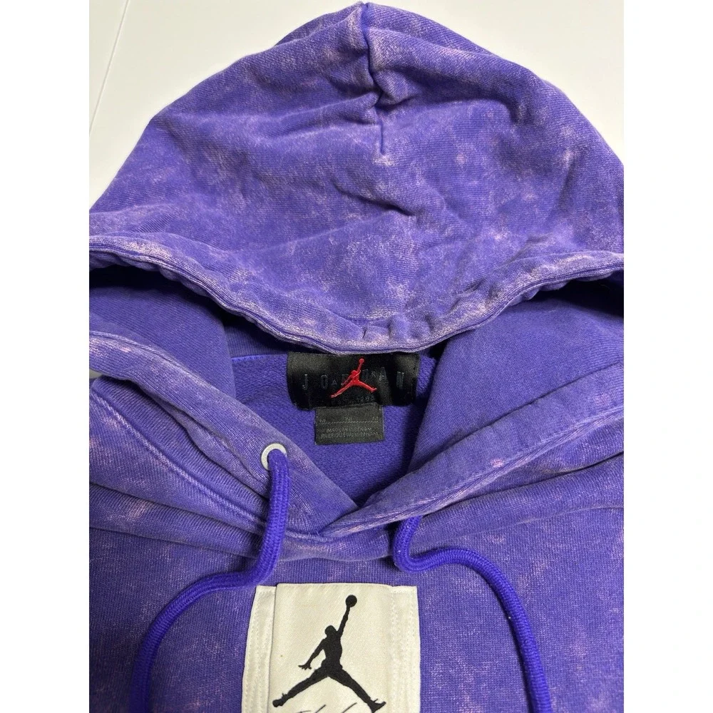 Nike Air Jordan Flight Essential Washed Fleece Hoodie Sz M Concord Purple DR3087
